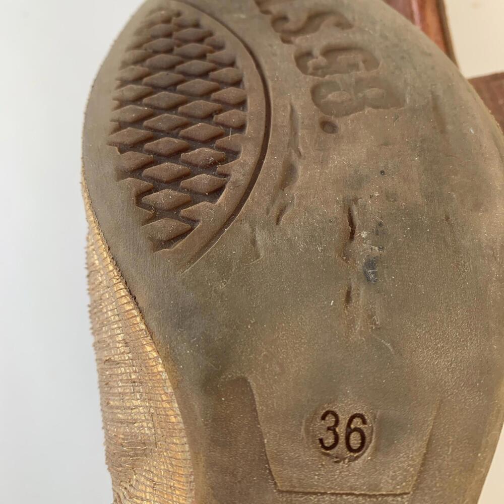 A.S.98 Metallic Gold Leather Open-Toe Sandals - Picture 9 of 11